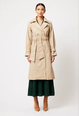 ASTRA LEATHER TRENCH COAT in Oatmeal from Oncewas