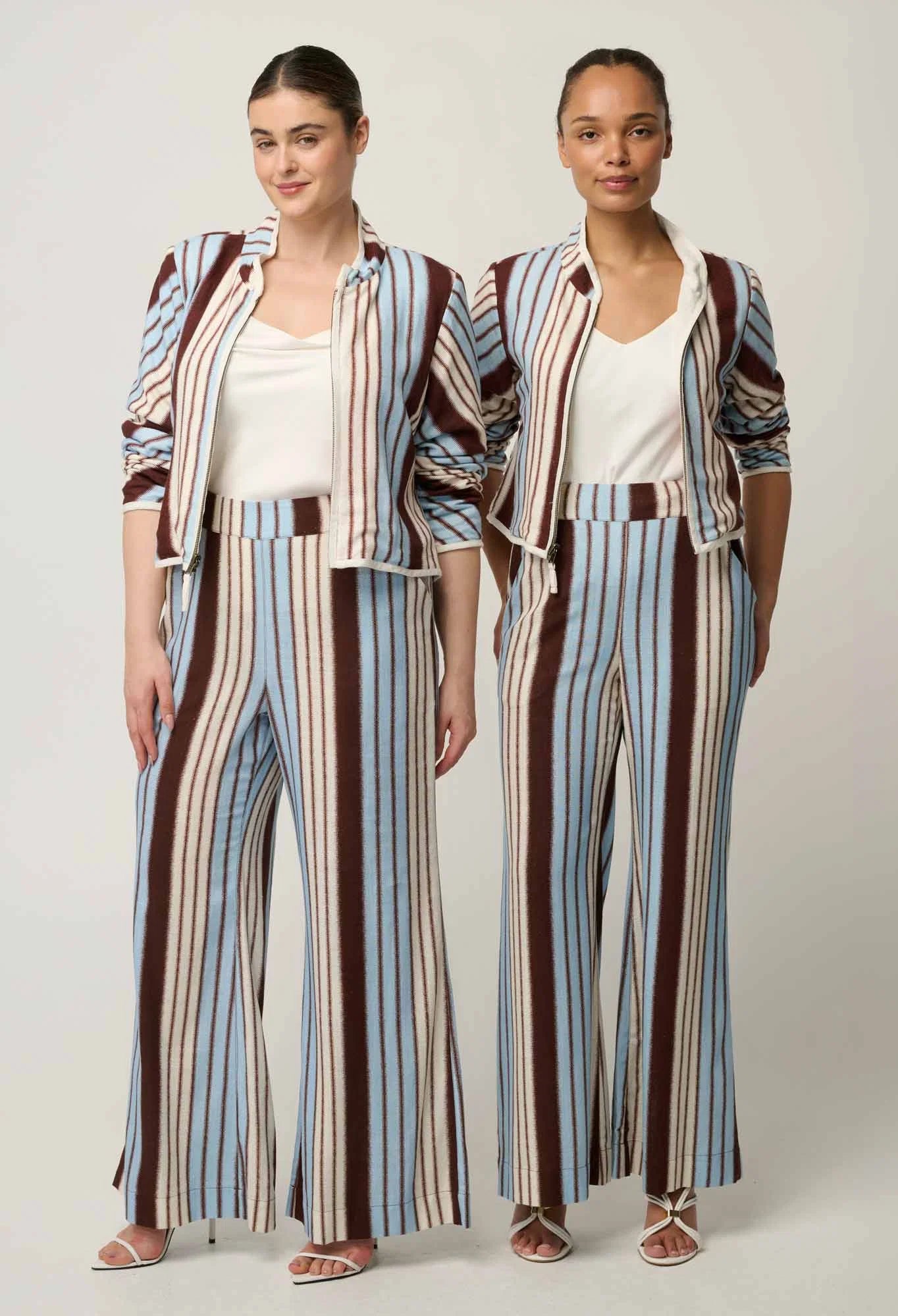 DELRAY REVERSIBLE LINEN VISCOSE JACKET in Nautilus Bloom + Iridescent Stripe from Oncewas