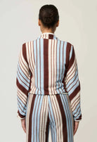DELRAY REVERSIBLE LINEN VISCOSE JACKET in Nautilus Bloom + Iridescent Stripe from Oncewas