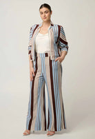 DELRAY REVERSIBLE LINEN VISCOSE JACKET in Nautilus Bloom + Iridescent Stripe from Oncewas