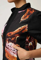 DELRAY REVERSIBLE LINEN VISCOSE JACKET in Sunset Orchid + Noir Orchid