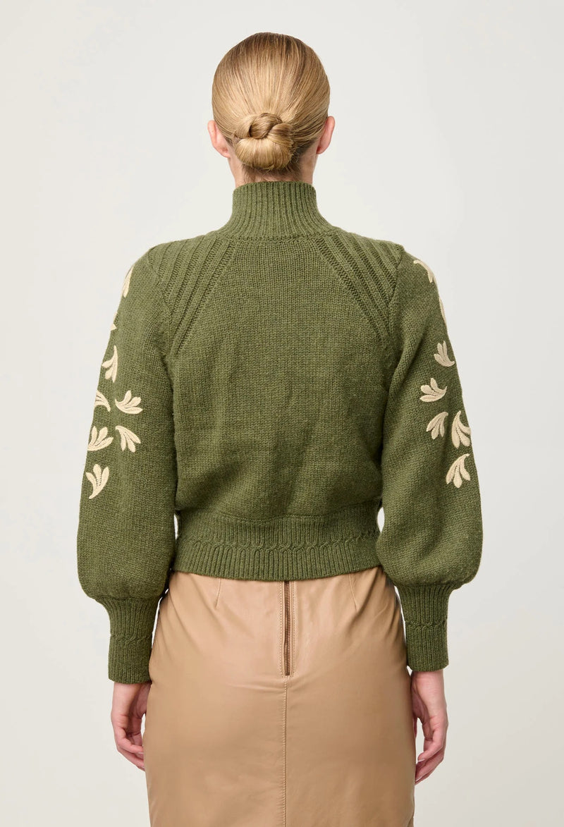 CARMELA EMBROIDERED KNITTED BOMBER | Olivia