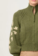 CARMELA EMBROIDERED KNITTED BOMBER | Olivia