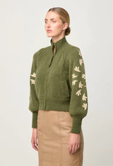 CARMELA EMBROIDERED KNITTED BOMBER | Olivia
