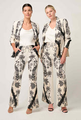 LEANDRO CONTRAST LACE TRIM BLAZER | Imperial Stone