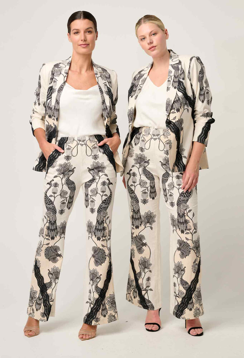 LEANDRO CONTRAST LACE TRIM BLAZER | Imperial Stone