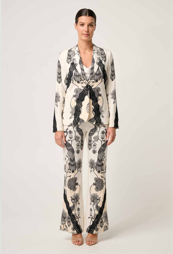 LEANDRO CONTRAST LACE TRIM BLAZER | Imperial Stone