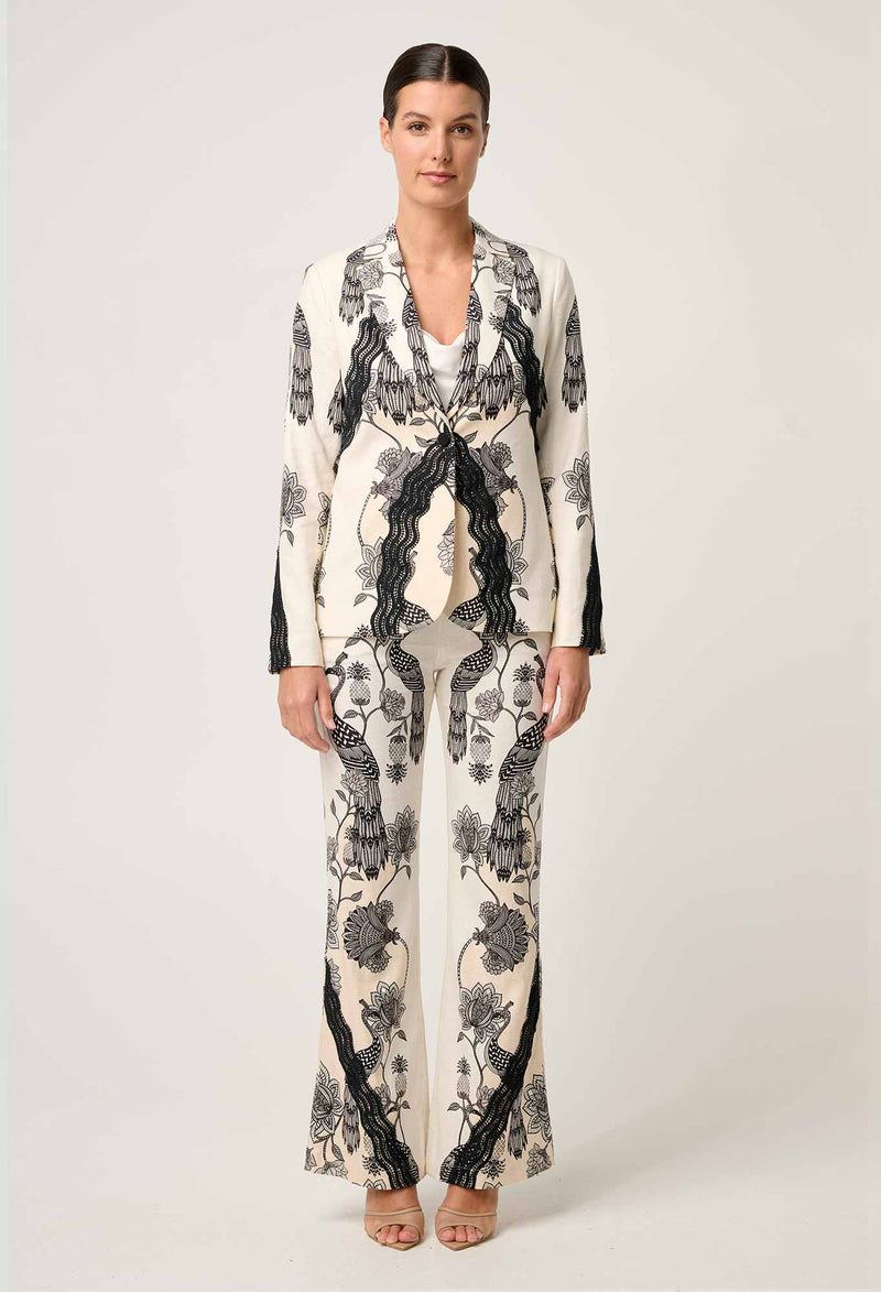 LEANDRO CONTRAST LACE TRIM BLAZER | Imperial Stone