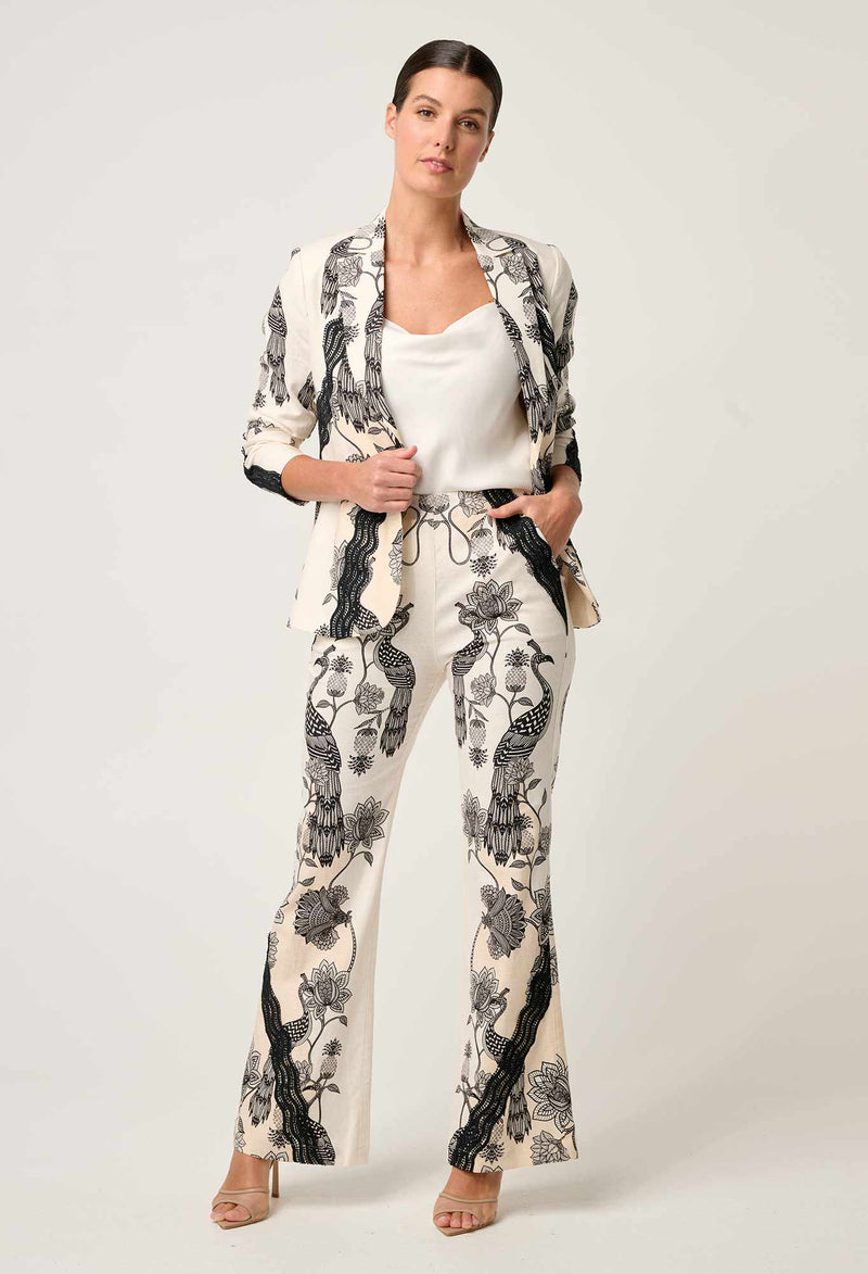 LEANDRO CONTRAST LACE TRIM BLAZER | Imperial Stone