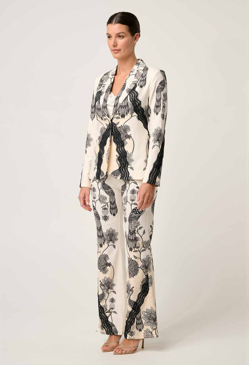 LEANDRO CONTRAST LACE TRIM BLAZER | Imperial Stone