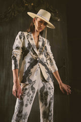 LEANDRO CONTRAST LACE TRIM BLAZER | Imperial Stone