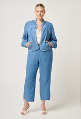 AURORA REVERSIBLE FRINGE JACKET in Petinos Floros + Ash from Oncewas