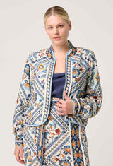 AURORA REVERSIBLE FRINGE JACKET in Petinos Floros + Ash from Oncewas