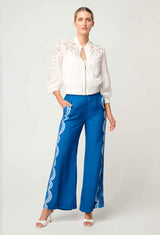 LAMIA TENCIL LACE DETAIL BOMBER in Ivory from Oncewas