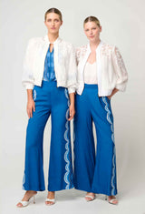 LAMIA TENCIL LACE DETAIL BOMBER in Ivory from Oncewas