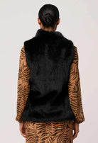 HAZEL FAUX FUR VEST in Black by OnceWas