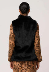 HAZEL FAUX FUR VEST in Black by OnceWas