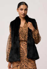 HAZEL FAUX FUR VEST in Black by OnceWas