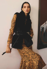 HAZEL FAUX FUR VEST in Black by OnceWas