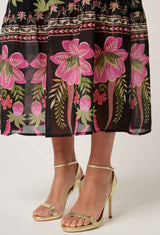 CORDELIA SHIRRED WAIST SILK COTTON SKIRT in Anthos Lotos from Oncewas