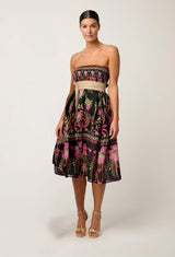 CORDELIA SHIRRED WAIST SILK COTTON SKIRT in Anthos Lotos from Oncewas