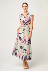 CORDELIA SHIRRED SILK COTTON SKIRT in Oasis Flora from Oncewas