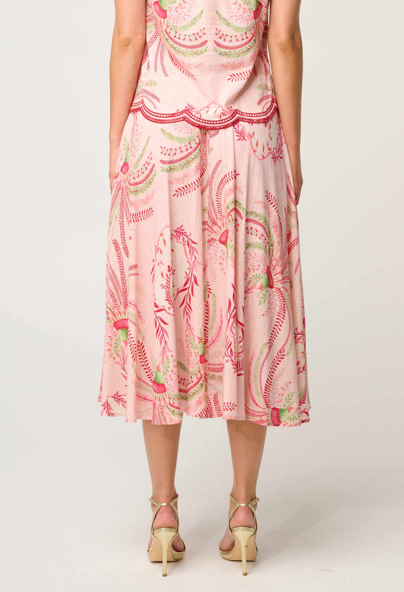 ESTRELLA LINEN VISCOSE YOKE SKIRT | Palmarosa