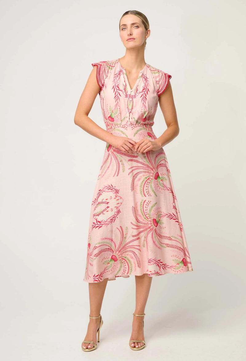 ESTRELLA LINEN VISCOSE YOKE SKIRT | Palmarosa