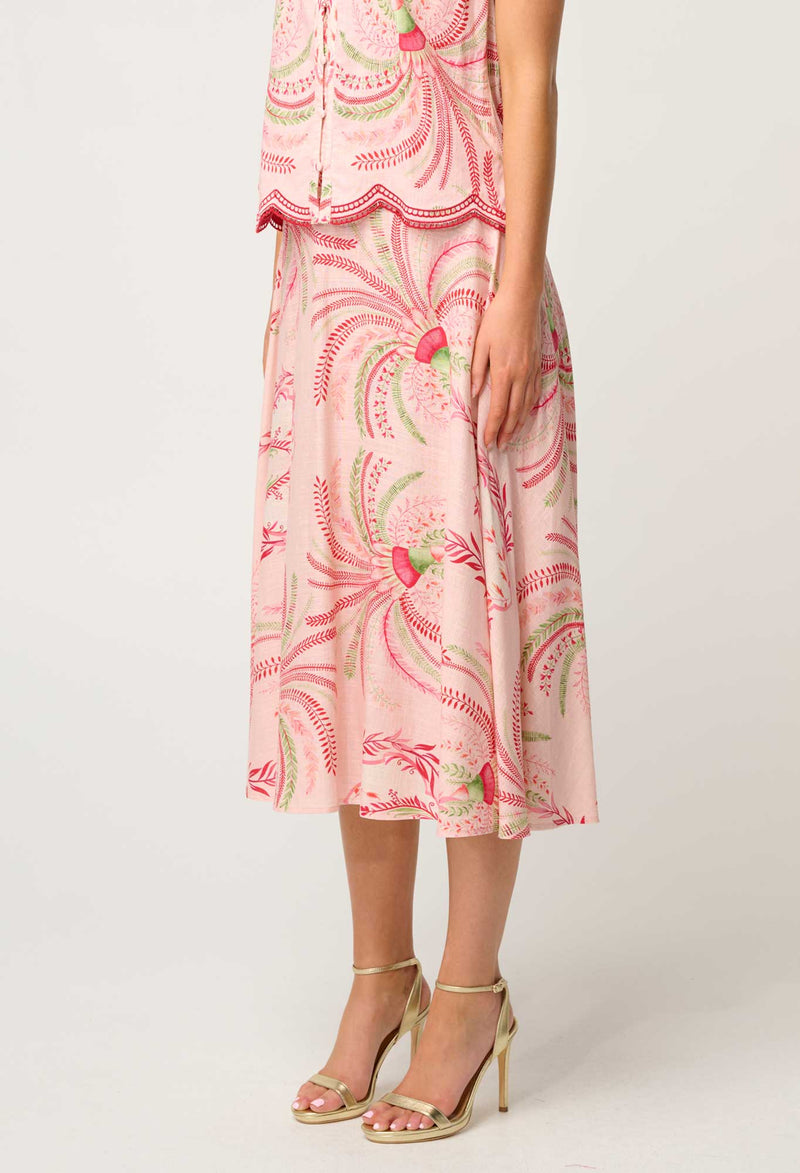 ESTRELLA LINEN VISCOSE YOKE SKIRT | Palmarosa