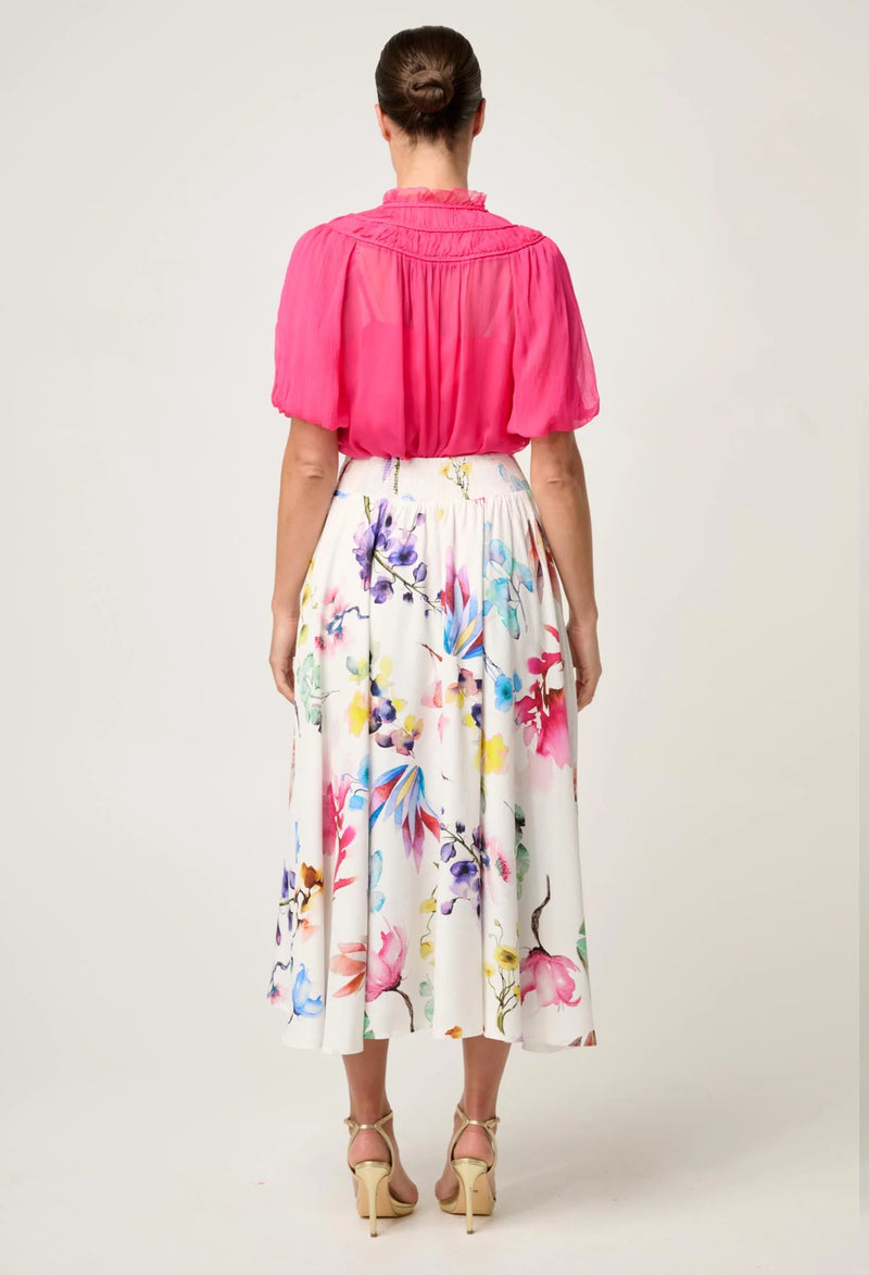 PANDOREA VISCOSE DOBBY STITCH DETAIL YOKE SKIRT | Plume Blossom