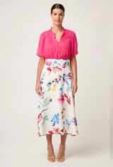 PANDOREA VISCOSE DOBBY STITCH DETAIL YOKE SKIRT | Plume Blossom