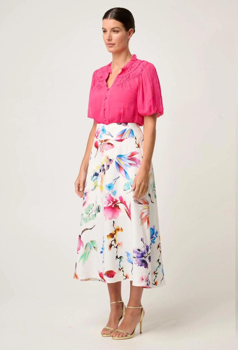 PANDOREA VISCOSE DOBBY STITCH DETAIL YOKE SKIRT | Plume Blossom