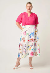 PANDOREA VISCOSE DOBBY STITCH DETAIL YOKE SKIRT | Plume Blossom