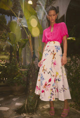 PANDOREA VISCOSE DOBBY STITCH DETAIL YOKE SKIRT | Plume Blossom