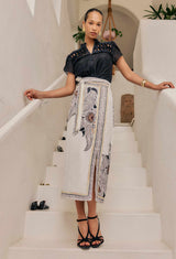 ZENOBIA CONTRAST TRIM VISCOSE DOBBY SKIRT | Ivory Casablanca