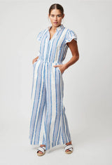 POSITANO VISCOSE LINEN JUMPSUIT in Sorrento Stripe from Oncewas