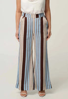 PETITE WILLOW LINEN VISCOSE PANT in Iridescent Stripe from Oncewas