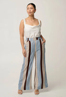 PETITE WILLOW LINEN VISCOSE PANT in Iridescent Stripe from Oncewas