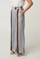 PETITE WILLOW LINEN VISCOSE PANT in Iridescent Stripe from Oncewas