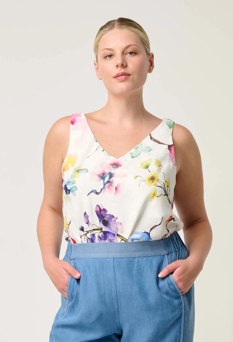 DELRAY REVERSIBLE CUPRO CAMI in Plume Blossom Print from Once Was