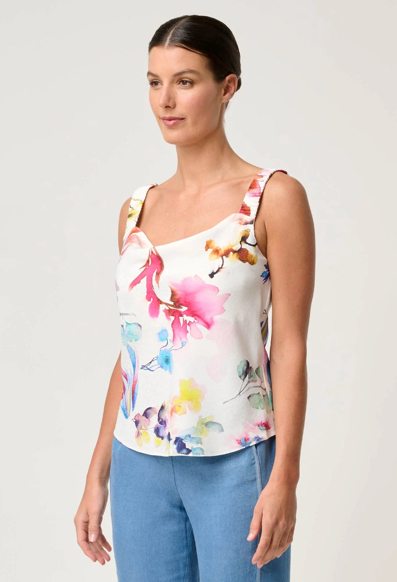 DELRAY REVERSIBLE CUPRO CAMI in Plume Blossom Print from Once Was