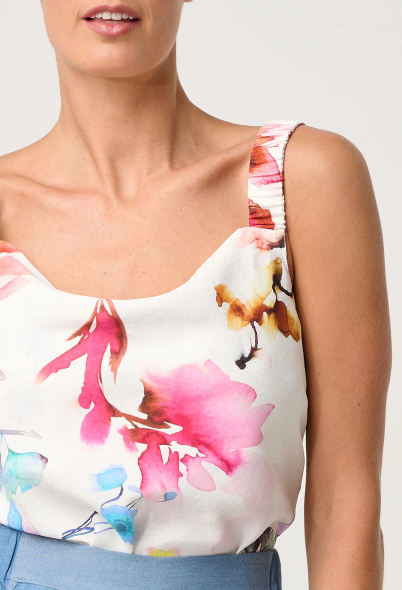 DELRAY REVERSIBLE CUPRO CAMI in Plume Blossom Print from Once Was