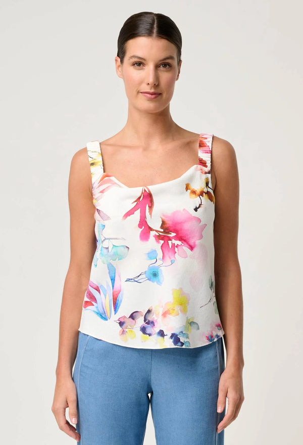 DELRAY REVERSIBLE CUPRO CAMI in Plume Blossom Print from Once Was