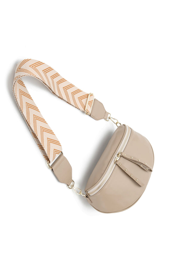 Obsessed Crossover Leather Bag in Taupe