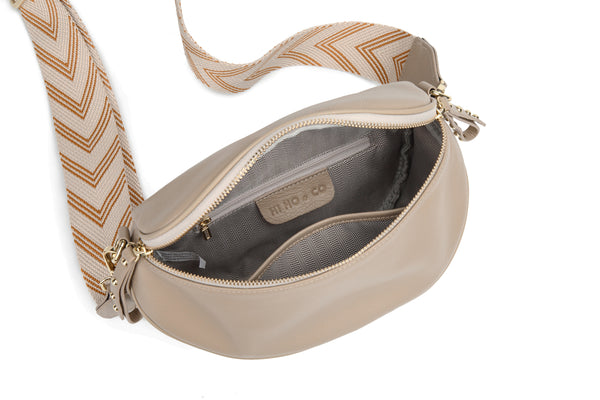 Obsessed Crossover Leather Bag in Taupe