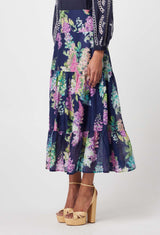 BAHIA COTTON SILK SKIRT | Navy Wisteria