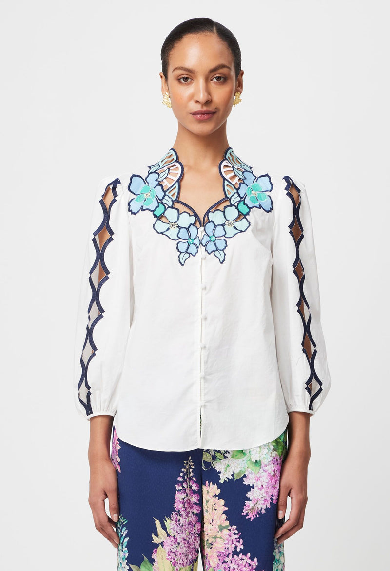 CRISTINA COTTON EMROIDERED BLOUSE | Ivory Bay