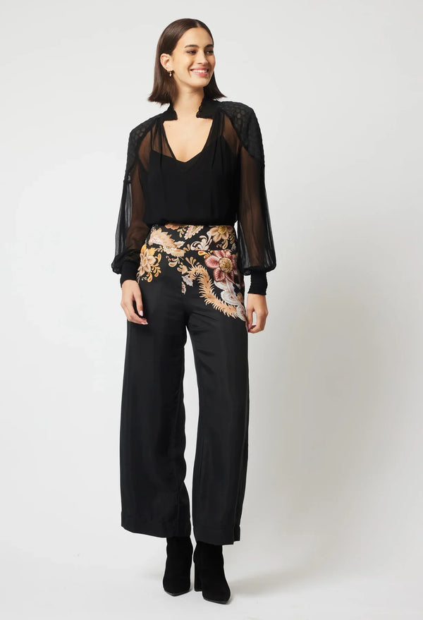 Oncewas Empress Cupro Viscose Pant in Dragon Flower available at Darling and Domain