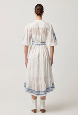 Oncewas Gabriette Cotton Embroidered Sub Dress in Milk