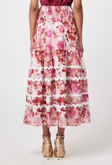 SANIBEL COTTON SILK SKIRT in Flamingo Flower from Oncewas